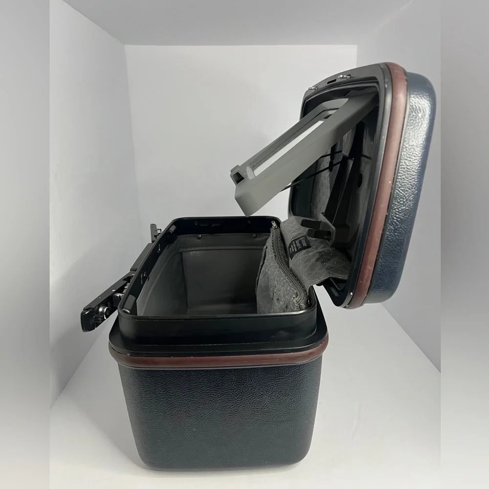 Vintage Samsonite Silhouette 4 Cosmetic Makeup Travel Case Navy/Black/ Burgundy